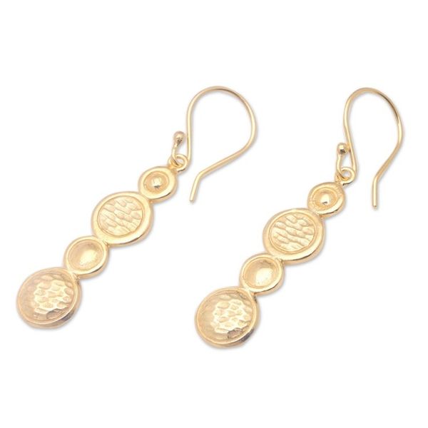 Alternate image for Modern 18k Gold-Plated Brass Dangle Earrings from Bali Golden Galaxies