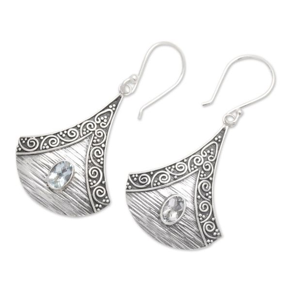 Alternate image for Blue Topaz and Sterling Silver Dangle Earrings from Bali Blade of Loyalty