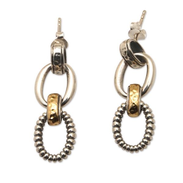 Alternate image for Polished 18k Gold-Accented Sterling Silver Dangle Earrings Triple Energy