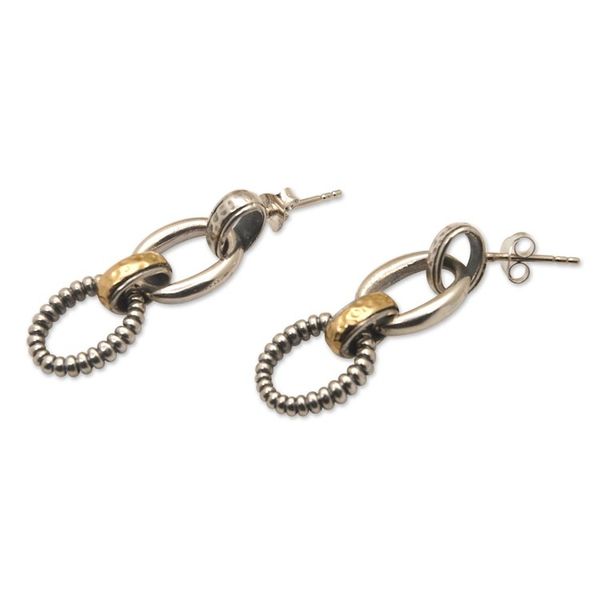 Alternate image for Polished 18k Gold-Accented Sterling Silver Dangle Earrings Triple Energy