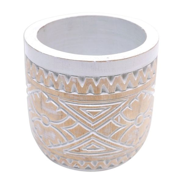 Alternate image for Traditional Hand-Carved Albesia Wood Decorative Vase Island Glory