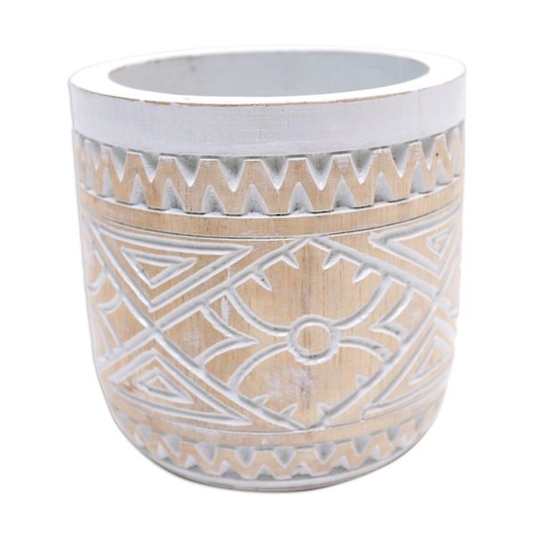Alternate image for Traditional Hand-Carved Albesia Wood Decorative Vase Island Glory