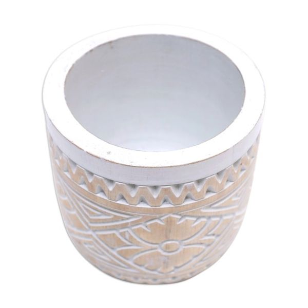 Alternate image for Traditional Hand-Carved Albesia Wood Decorative Vase Island Glory
