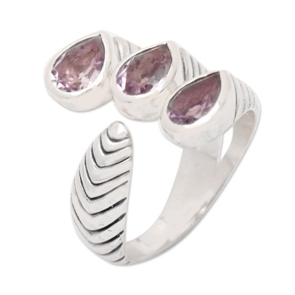 Alternate image for Sterling Silver Wrap Wring with Amethyst Gemstones from Bali Three Times Chic