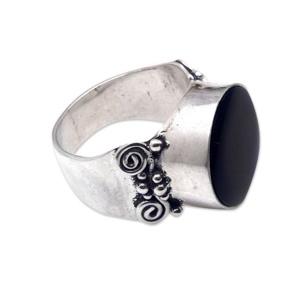 Alternate image for Sterling Silver Cocktail Ring with Traditional Motifs Night Lagoon