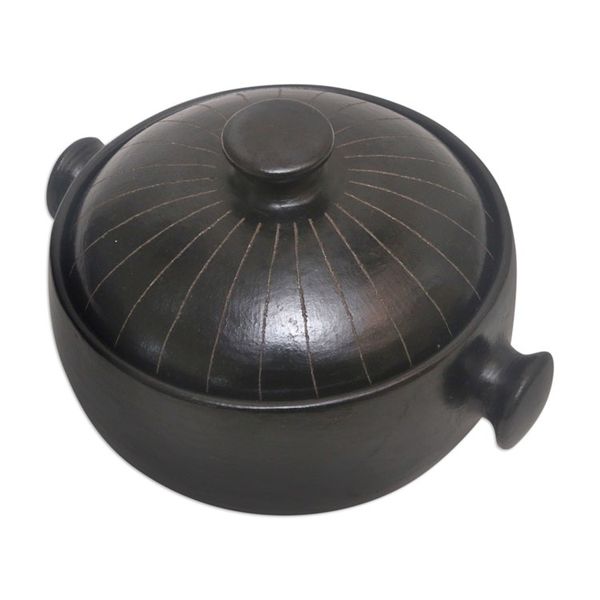Alternate image for Black Ceramic Lidded Bowl with Polished Finish Dark Delight