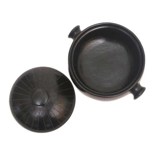 Alternate image for Black Ceramic Lidded Bowl with Polished Finish Dark Delight