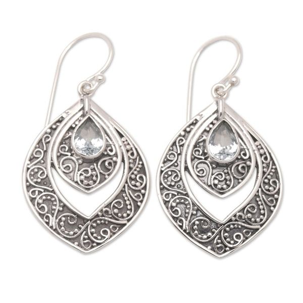 Alternate image for Balinese Silver and Blue Topaz Fashion Dangle Earrings Party Queen