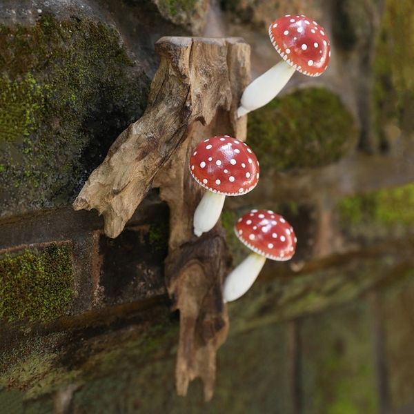 Alternate image for Wood Wall Art with Hand-Painted Mushrooms from Bali Cute Mushrooms