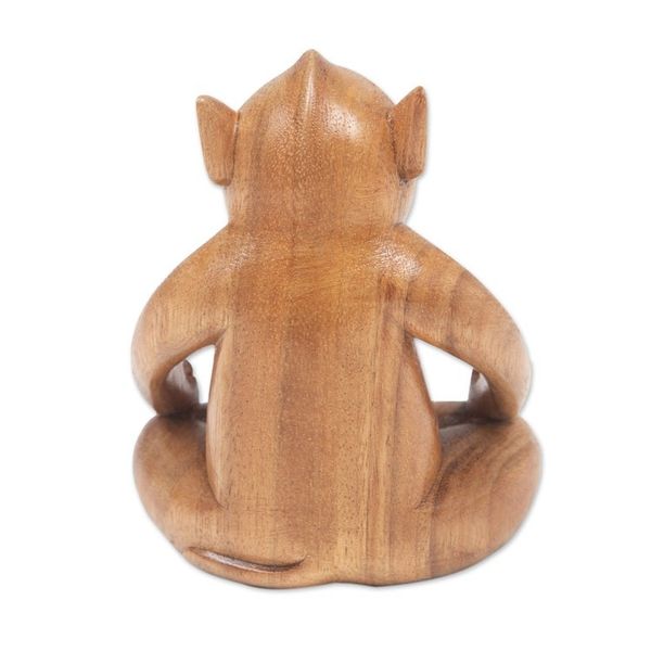Alternate image for Handmade Brown Suar Wood Pig Statuette from Bali Gentle Master