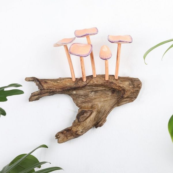 Alternate image for Mushroom-Themed Gamal and Jempinis Wood Wall Sculpture Little Nature