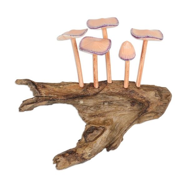 Alternate image for Mushroom-Themed Gamal and Jempinis Wood Wall Sculpture Little Nature