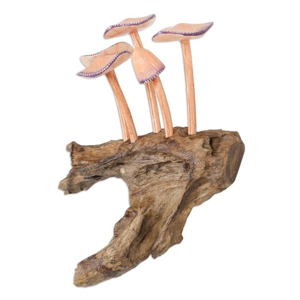 Alternate image for Mushroom-Themed Gamal and Jempinis Wood Wall Sculpture Little Nature