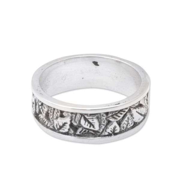 Alternate image for Sterling Silver Autumn Leaf Band Ring from Bali Autumn Caresses
