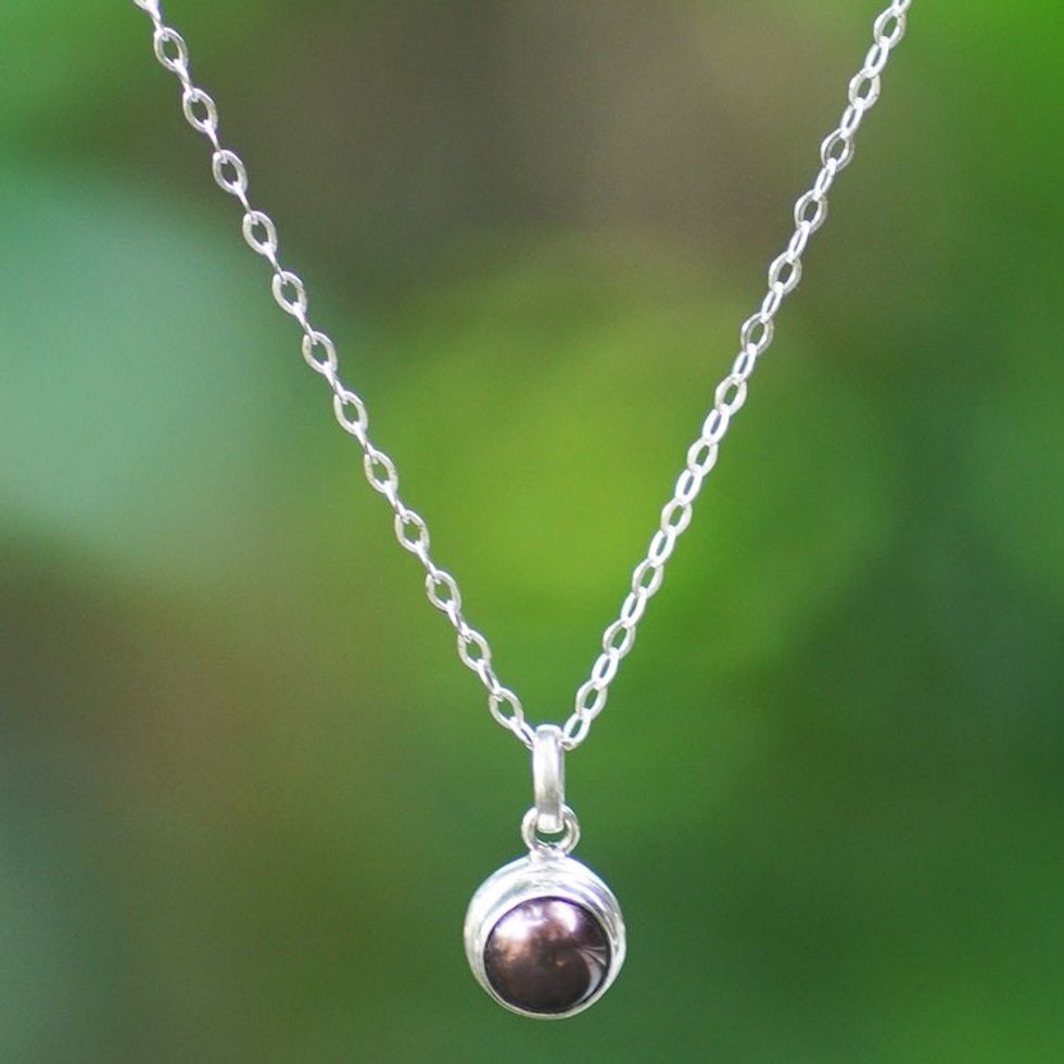 Classic Sterling Silver Pendant Necklace with Cultured Pearl 'Petite Glam'