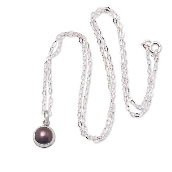 Alternate image for Classic Sterling Silver Pendant Necklace with Cultured Pearl Petite Glam