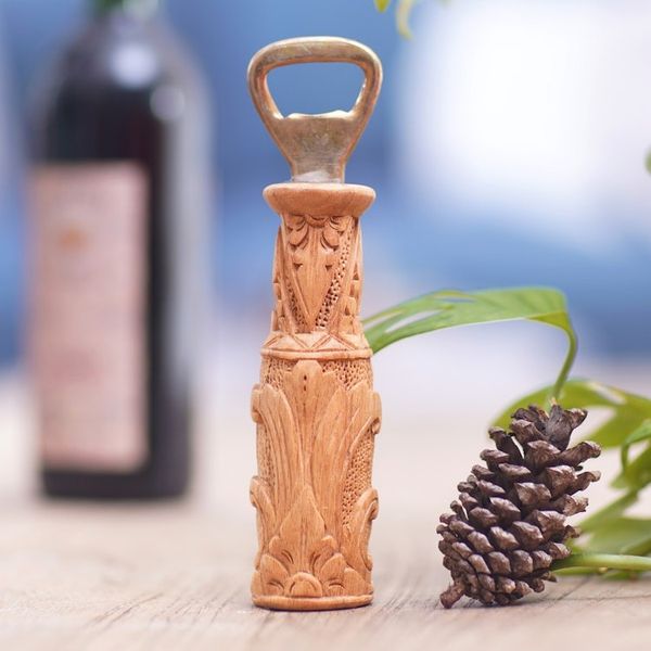 Alternate image for Hand-Carved Traditional Jempinis Wood Bottle Opener Gardens for Delight