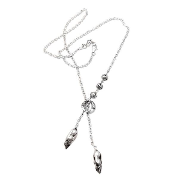 Alternate image for Traditional Sterling Silver Lariat Necklace with Gray Pearls Pearly Secret
