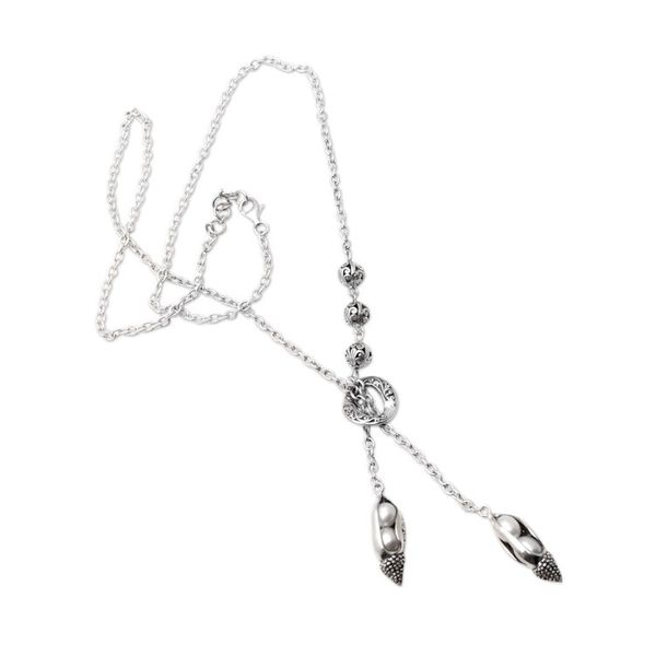 Alternate image for Traditional Sterling Silver Lariat Necklace with Gray Pearls Pearly Secret