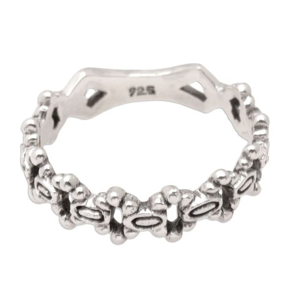 Alternate image for Polished Sterling Silver Band Ring Crafted in Bali Nobility Traces