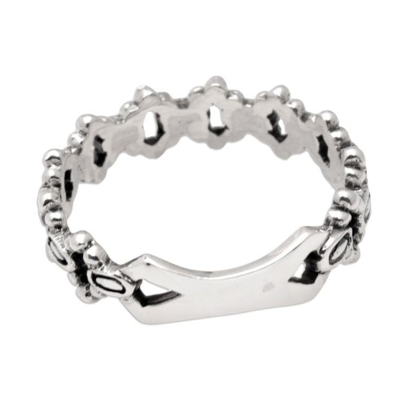 Alternate image for Polished Sterling Silver Band Ring Crafted in Bali Nobility Traces