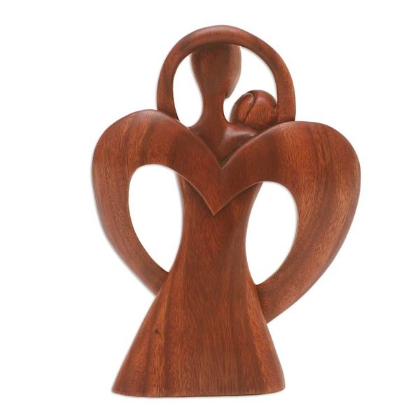 Alternate image for Hand-Carved Polished Suar Wood Sculpture of a Couple Dancing Wedding Dancing