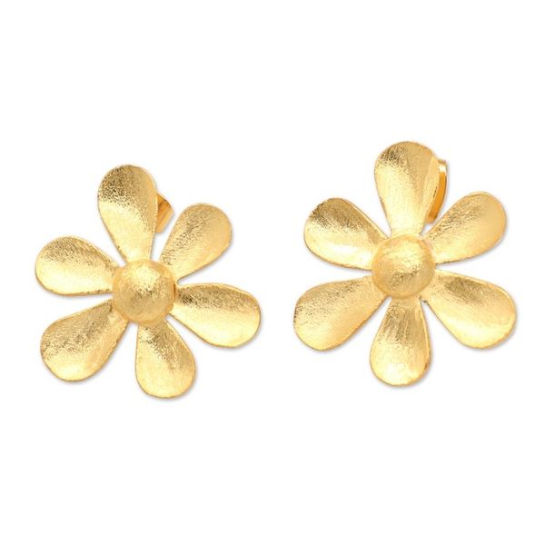 Alternate image for 18k Gold-Plated Drop Earrings in a Brushed-Satin Finish Paradisial Garden