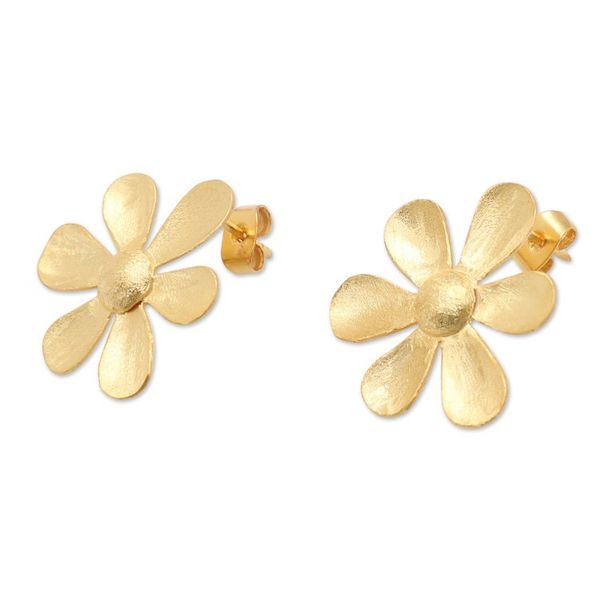 Alternate image for 18k Gold-Plated Drop Earrings in a Brushed-Satin Finish Paradisial Garden