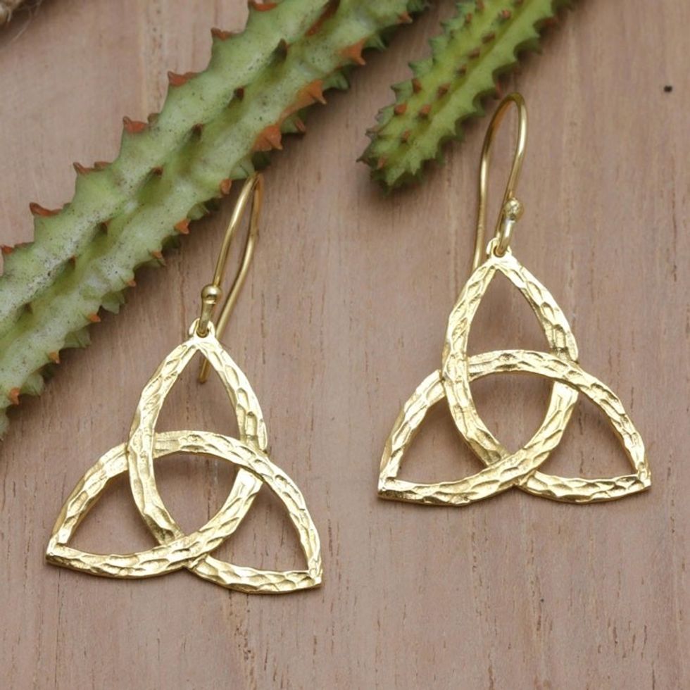 18k Gold-Plated Celtic Trinity Knot Dangle Earrings 'Trinity Knot'