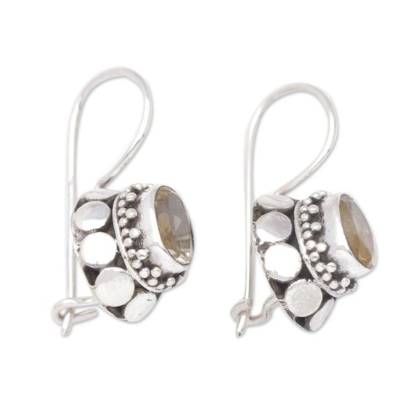 Alternate image for Sterling Silver Drop Earrings with Faceted Citrine Stones Yellow Mirage