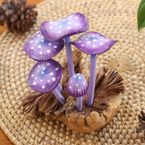 Alternate image for Purple-Toned Jempinis and Benalu Wood Mushroom Sculpture Wild Magic