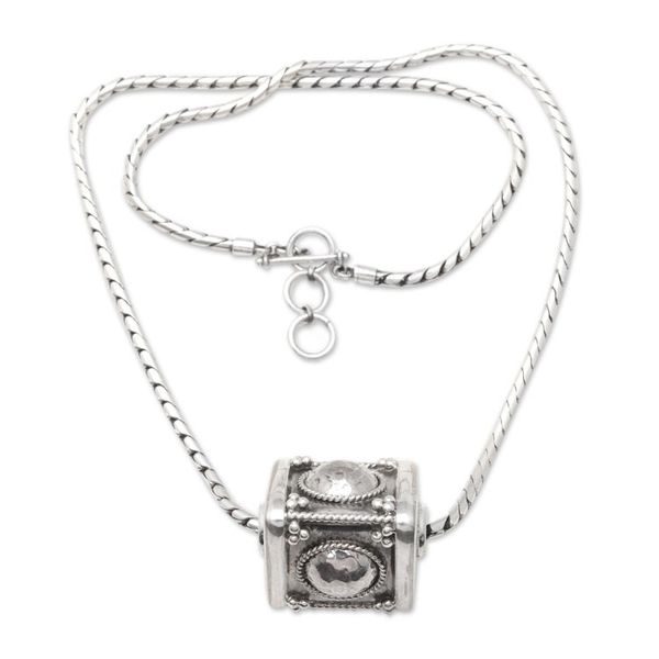 Alternate image for Sterling Silver Geometric Pendant Necklace from Java Triangular Fortune