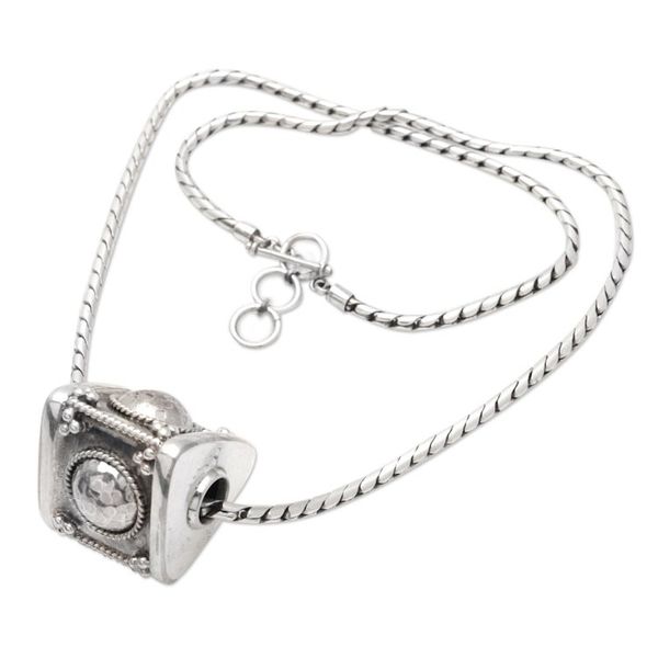 Alternate image for Sterling Silver Geometric Pendant Necklace from Java Triangular Fortune
