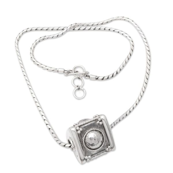 Alternate image for Sterling Silver Geometric Pendant Necklace from Java Triangular Fortune