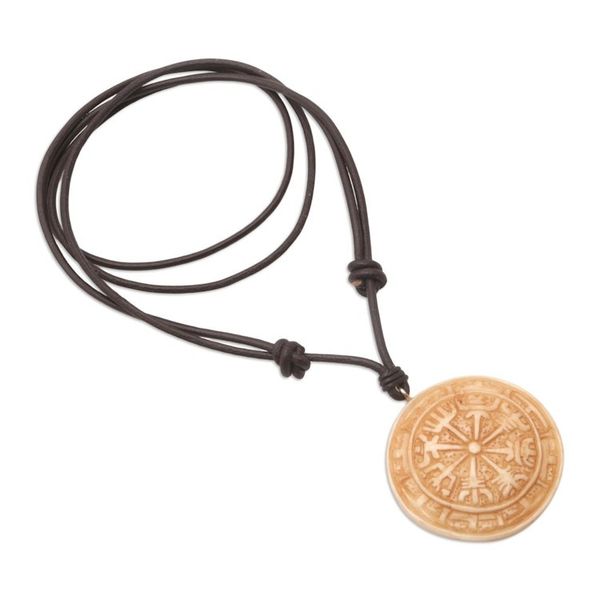 Alternate image for Leather Viking Pendant Necklace with Adjustable Length Viking Guide