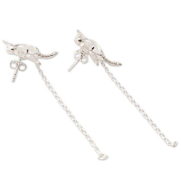 Alternate image for Dragonfly Dangle Earrings with Natural Rainbow Moonstones Harmony Fluttering