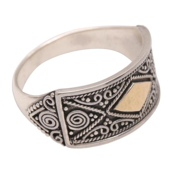 Alternate image for 18k Gold-Accented Sterling Silver Geometric Domed Ring Royal Rhombus