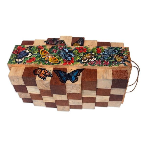 Alternate image for Butterfly and Flower-Themed Wood Chess Set from Bali Monarch Strategy