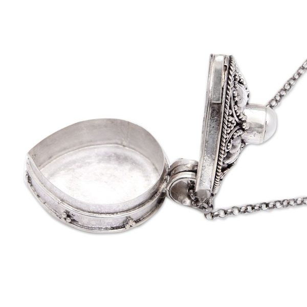 Alternate image for Cultured Pearl and Sterling Silver Floral Locket Necklace Small Treasures