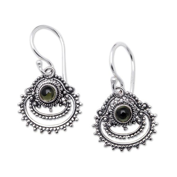 Alternate image for Sterling Silver Dangle Earrings with Natural Peridot Gems Empires Fortune