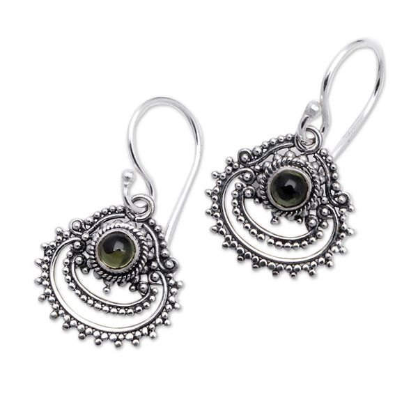 Alternate image for Sterling Silver Dangle Earrings with Natural Peridot Gems Empires Fortune