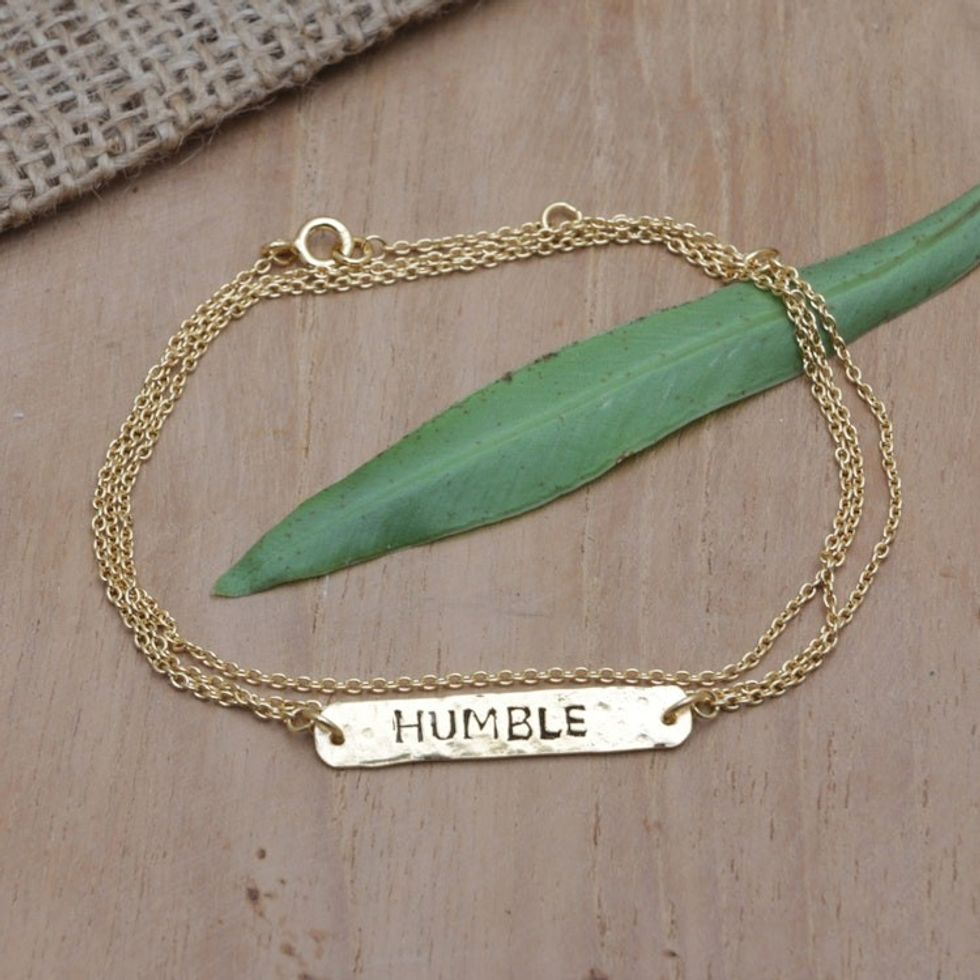 18k Gold-Plated Wrap Pendant Bracelet Crafted in Bali 'Humble Golden'