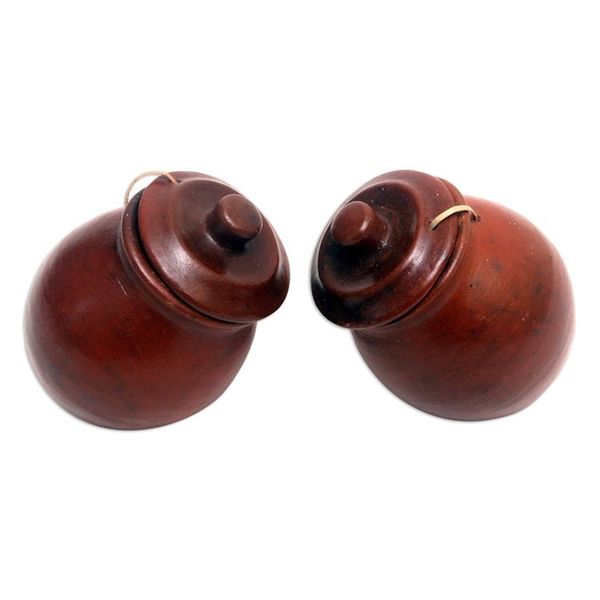 Alternate image for Handcrafted Brown Ceramic Salt and Pepper Set Brown Ambrosia
