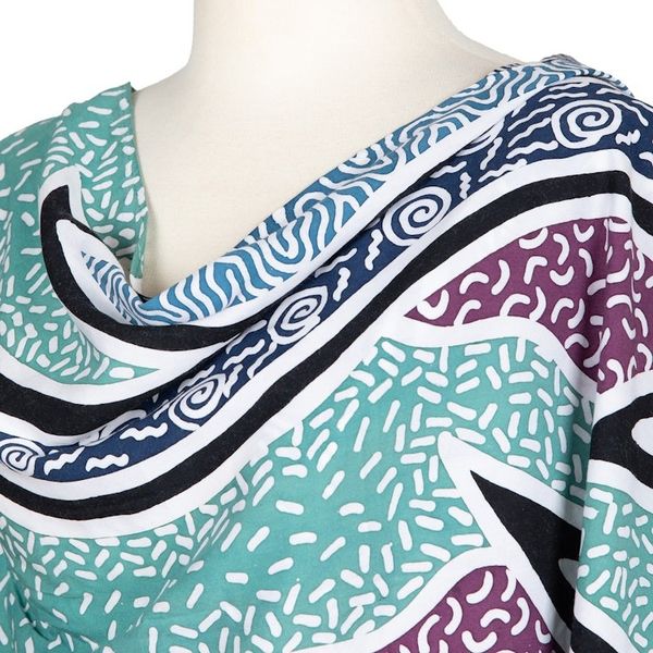 Alternate image for Handcrafted Green Batik Rayon Shawl with Wavy Motifs Serene Waves