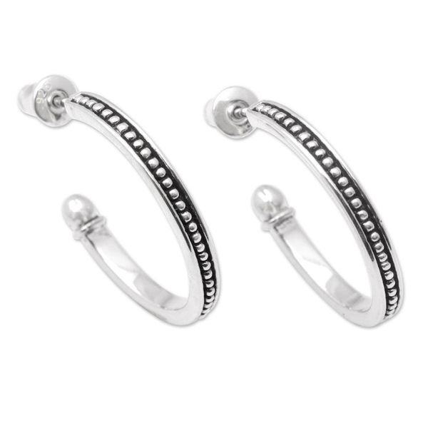 Alternate image for Sterling Silver Half-Hoop Earrings with Little Speckles Freckled Curves
