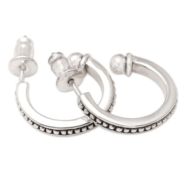 Alternate image for Sterling Silver Half-Hoop Earrings with Little Speckles Freckled Curves