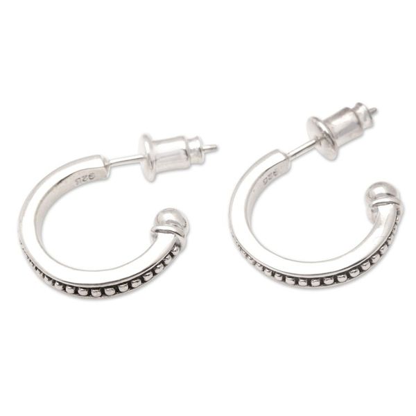 Alternate image for Sterling Silver Half-Hoop Earrings with Little Speckles Freckled Curves