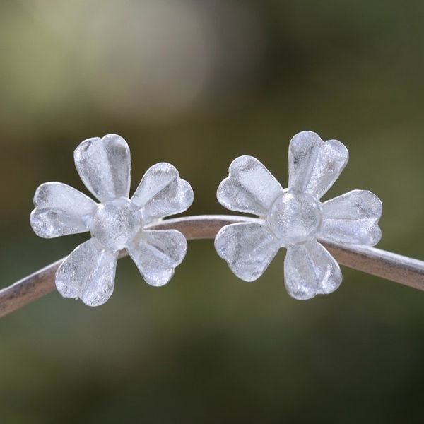 Alternate image for Sterling Silver Frosted Clover Drop Earrings from Bali Frosted Clovers