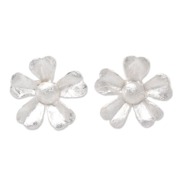 Alternate image for Sterling Silver Frosted Clover Drop Earrings from Bali Frosted Clovers