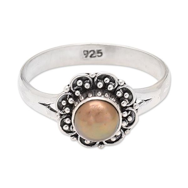 Alternate image for Cultured Pearl and Sterling Silver Floral Single Stone Ring Summer Bloom